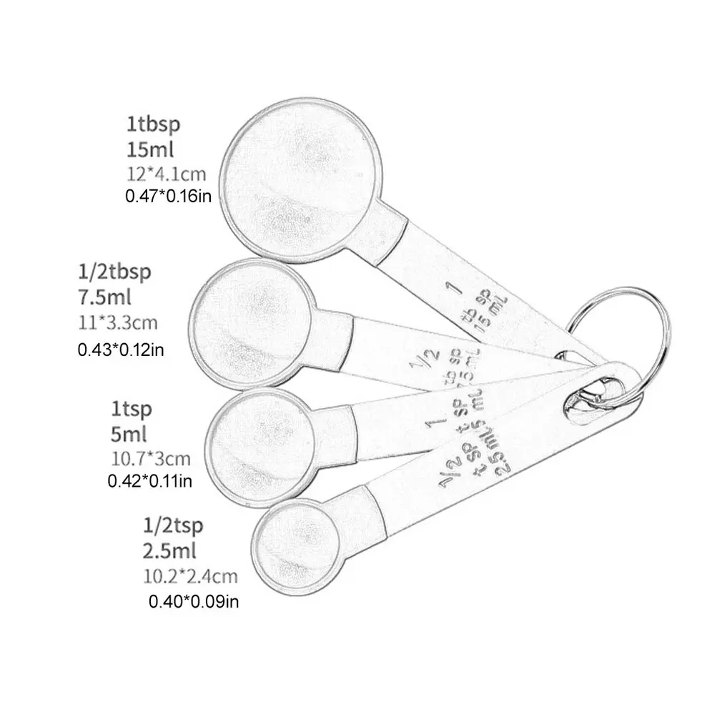 

8Pcs Measuring Spoon Stainless Steel Baking Tea Coffee Kitchen Scale Measuring Cup Measuring Spoons Set