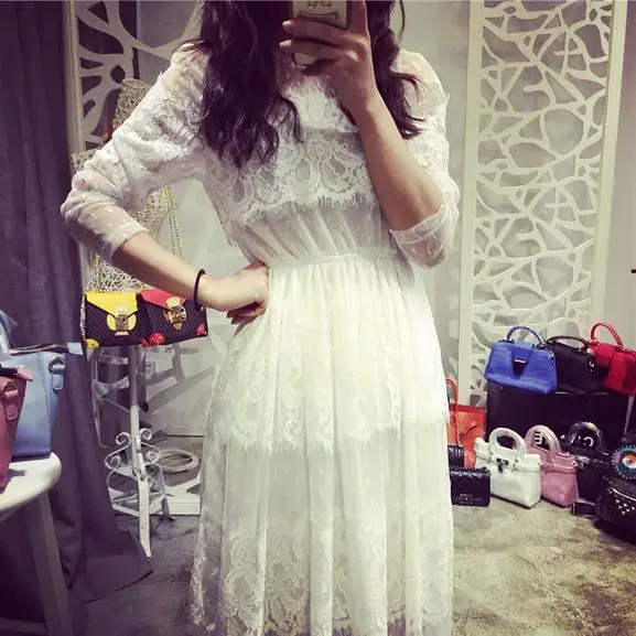 Летнее платье размера плюс сексуальное кружевное для женщин белое длинное