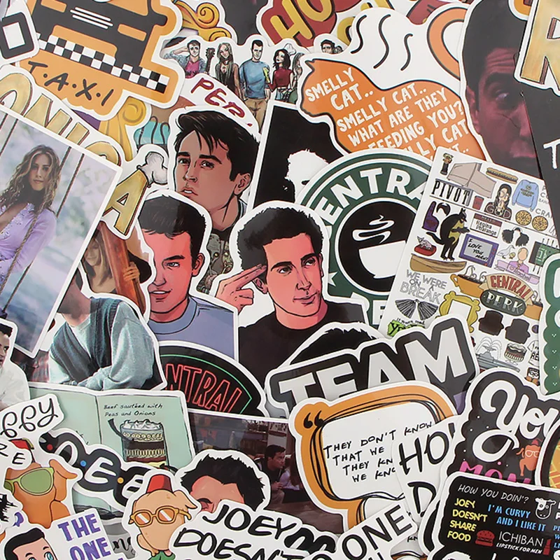 

20sets/lot Homegaga 66pcs Friends Stickers for Laptop Skateboard Home Decoration Mobile Phone Stickers Cool Decals D2387