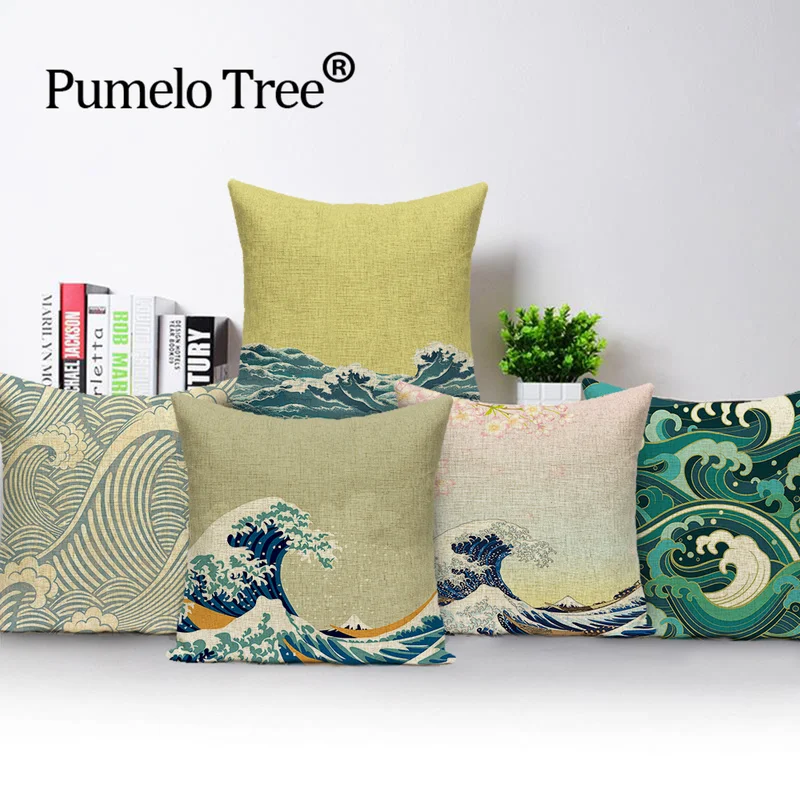 Чехол для подушки в морском стиле наволочки полоску с волнами гостиной подушек