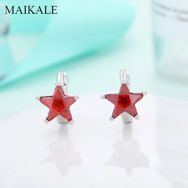 Женские серьги с пятиконечной звездой MAIKALE трендовые гвоздики пентаграммой и