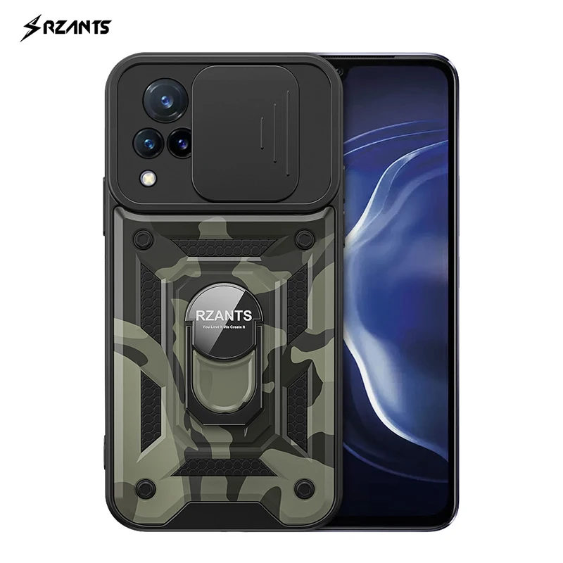 

For VIVO V21 Case Camouflage Shockproof Ring Holder Casing Lens Protection Military Cover For VIVO V21E Y73 4G Rzants