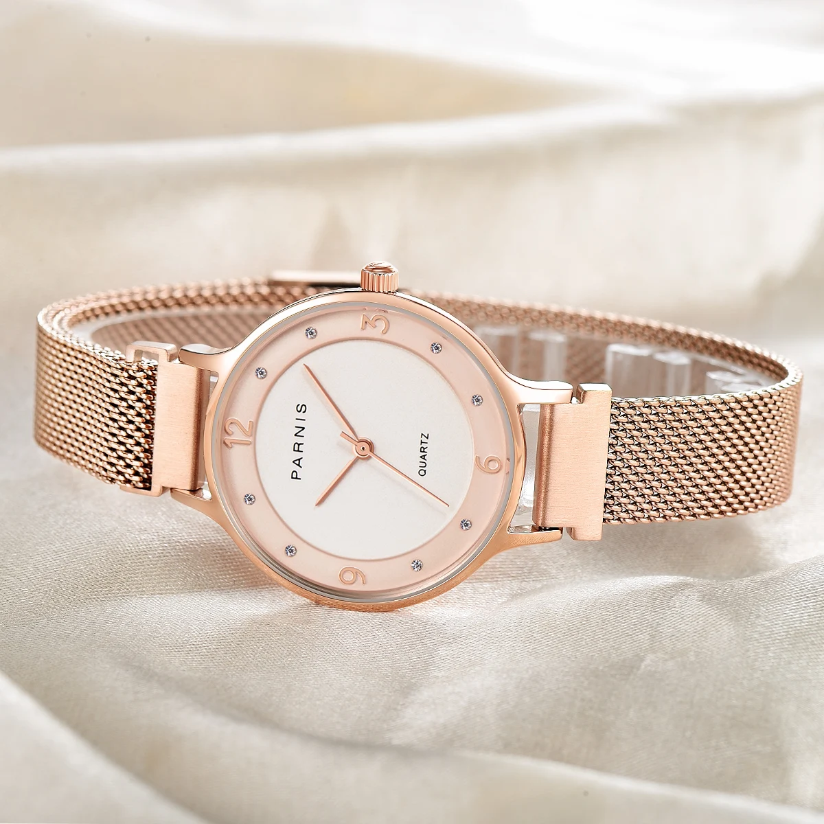 Parnis 30MM Quartz Women's Watch Rose Gold Magnet Strap Women 6.6MM Thickness Ultra-thin Watches Top Luxury Brand 2022 With Box enlarge