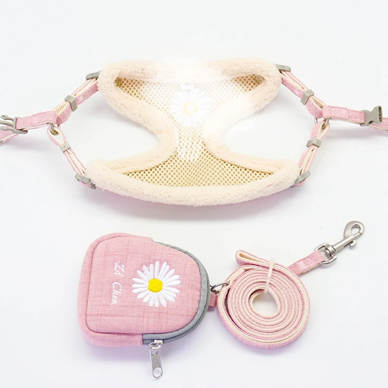 Soft Pet Dog Harnesses Vest No Pull Adjustable Keep Warm Embroidery Cat Harness Leash For Dogs Outdoor Walking |