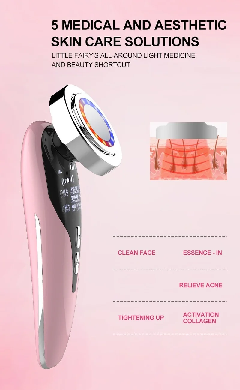 

EMS Facial Massager Face Lifting Machine LED Light Therapy Sonic Vibration Wrinkle Removal Skin Whitening Tightening Beauty Tool