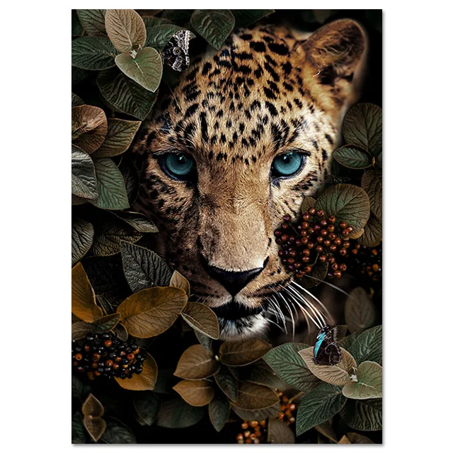 

Canvas Painting Flower Animal Lion Tiger Leopard Abstract Nordic Posters Decorative Wall Art Pictures Living Room Wall Decor
