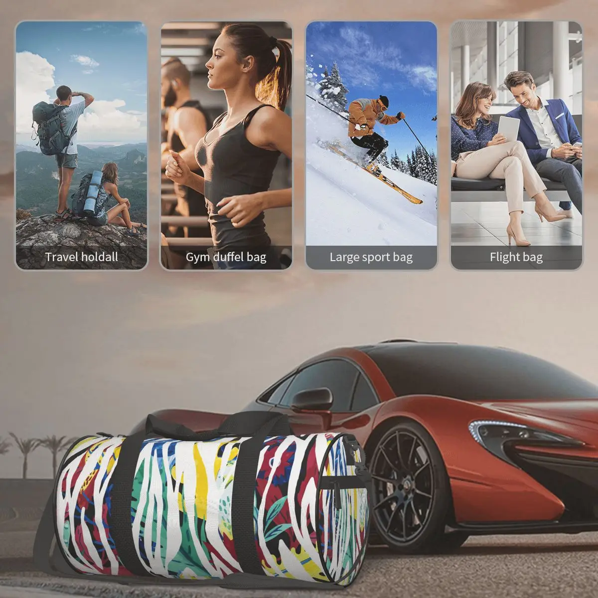 

Travel Bag Duffle Abstract Zebra Background Fitness Bag Handbag Bag Luggage Shoulder Bag Zipper Weekend Sport Gym Bag