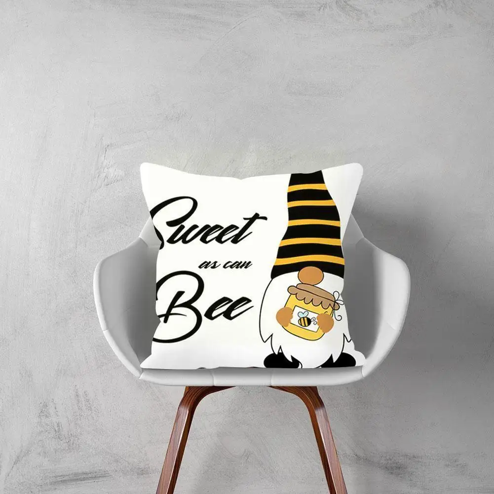 

Yellow Bee Pillowcase Festival Pillow Case Sunflower Cover Home Throw Pillow Room Sofa Cover 45x45cm Pillows Cushion For Li A4V1