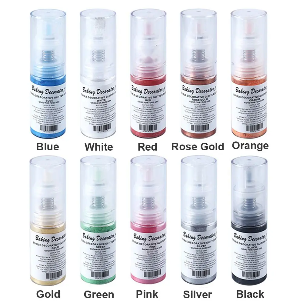 Съедобный золотой порошок в бутылке с распылителем 10 г/бутылка блестящий