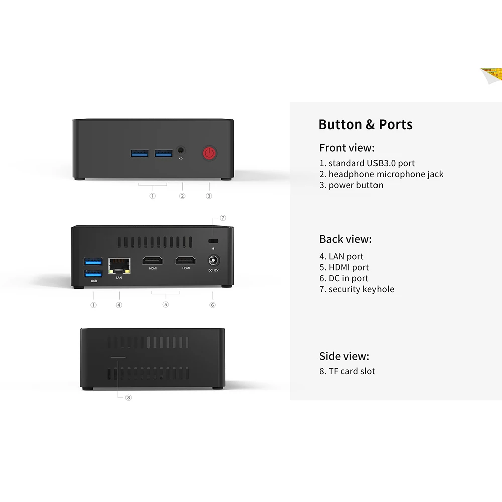 Мини-ПК Beelink Gemini X55 8GB 128GB GEMINI LAKE Pentium J5005 UHD 2,4 GHz+ 5GHz wifi 1000Mbps BT4.0Support 4K 60H Tv Box