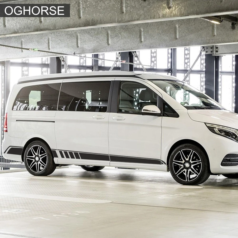 2 шт. виниловые наклейки на порог для двери в полоску для Mercedes Benz Vito Viano V Class W447 W639 V260- аксессуары