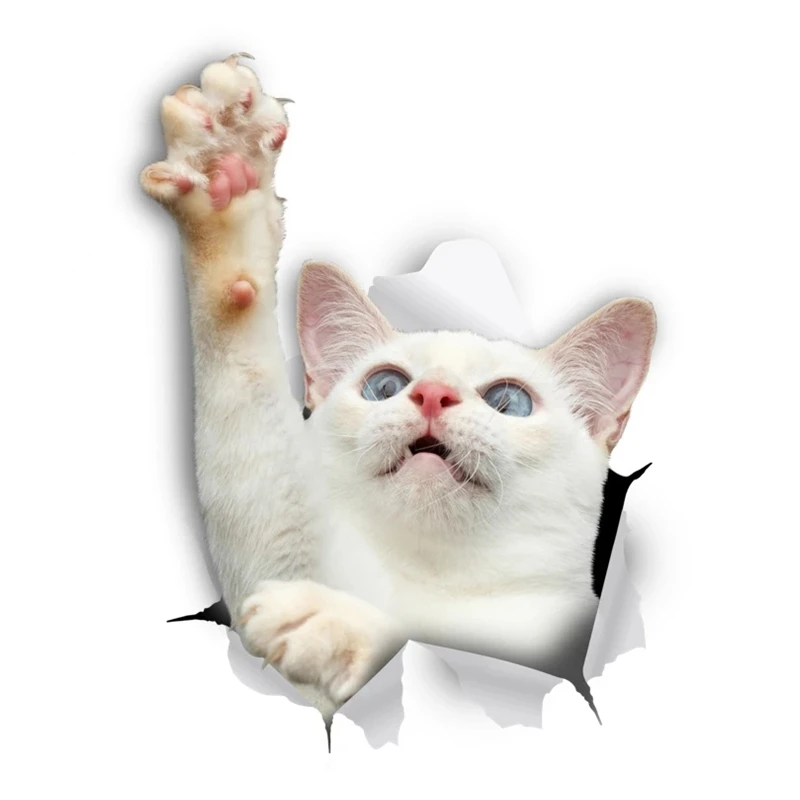 

W-0555 Personality Pet Cat Tearing Bullet Holes Modeling Popular Car Stickers PVC Fashion Auto Window Bumper Waterproof Decals