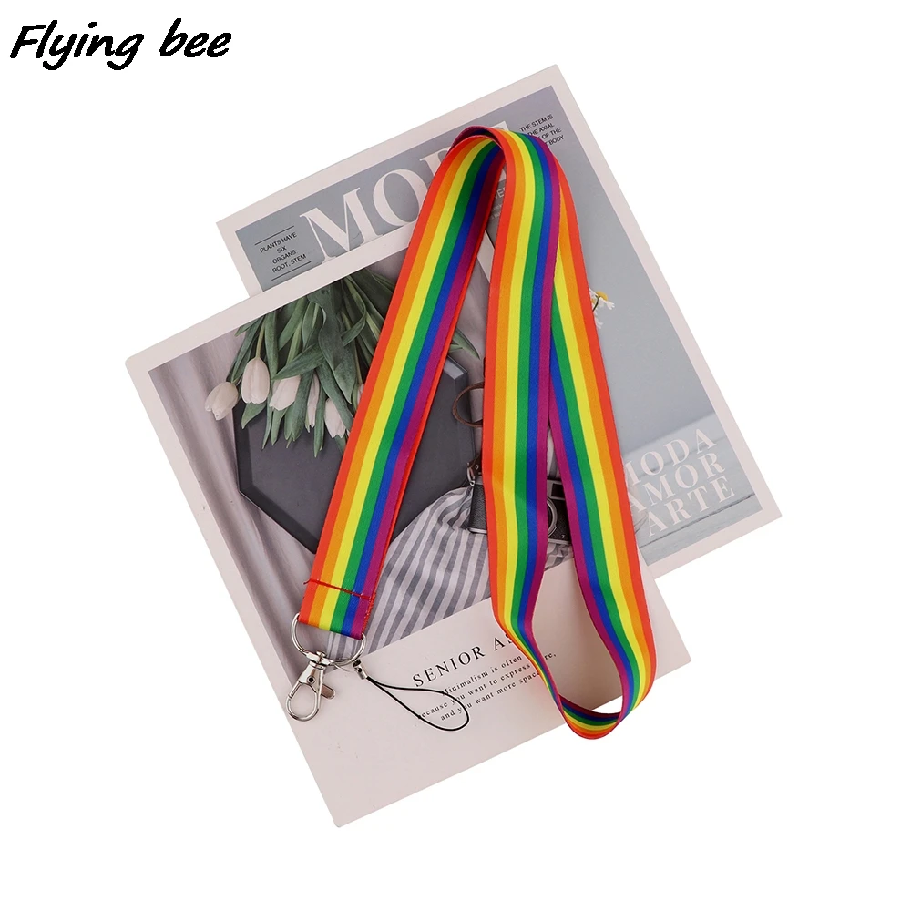 

Flyingbee Rainbow Gay Lanyards Id Badge Holder Keychain ID Card Pass Gym Mobile Badge Holder Lanyard Key Holder X2028