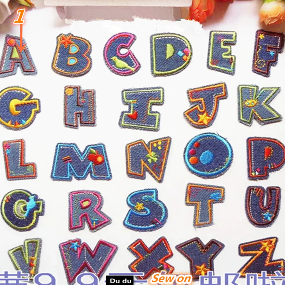 Нашивки с вышивкой для шитья одежды футболка рисунком английского алфавита
