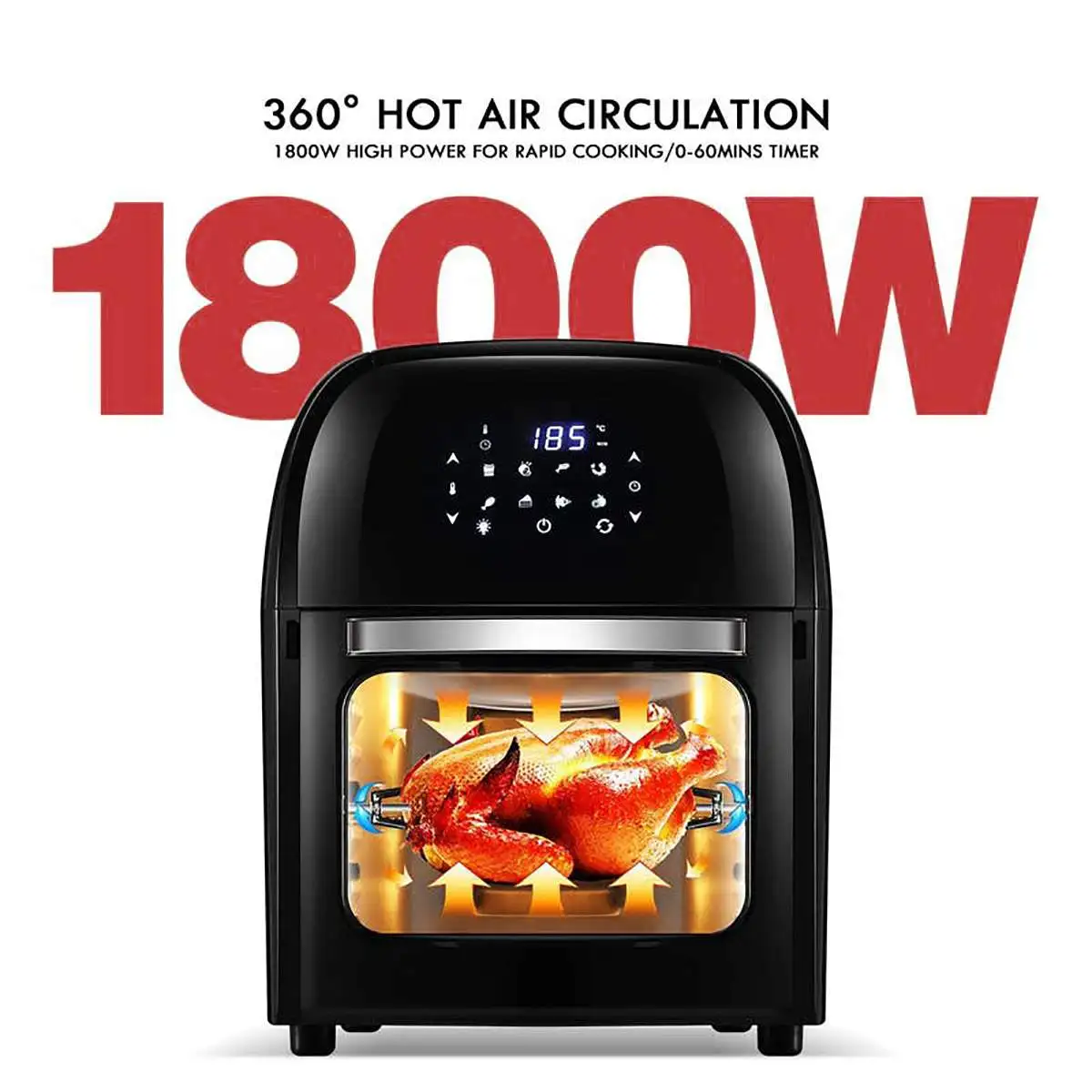 売却 14L 1800ワット空気フライヤーオーブントースターロティサリー脱水機カウンターオーブンledデジタルタッチスクリーン電気フライ