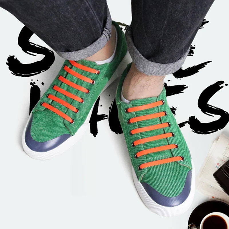 12 шт./лот унисекс без шнурков эластичные силиконовые шнурки практичная Мужская и