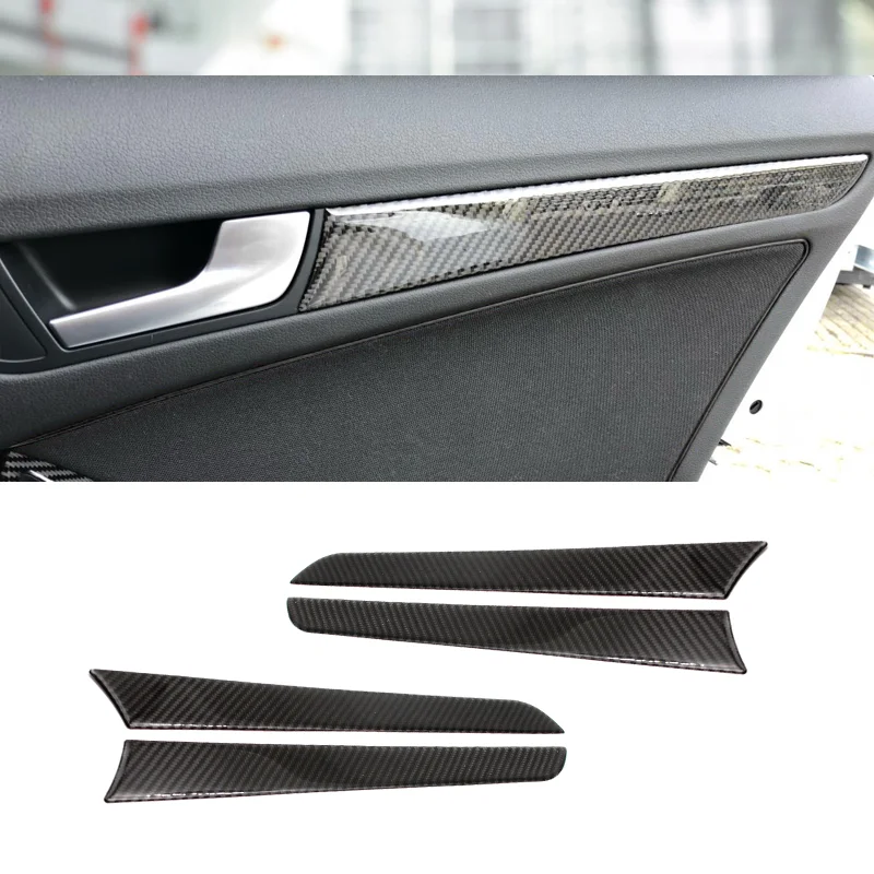 

4 Pieces of Carbon FiberInteriorGlass Door and Window TrimInnerSticker Strips For Audi A4 B8 A5 2010 2011 2012 2013-2016