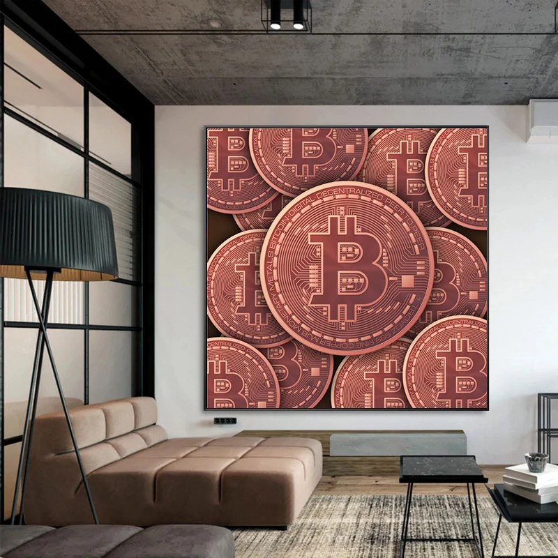 

Modern Bitcoin Posters and Prints Motivational Canvas Painting Wall Art BTC Coins Picture for Living Room Office Decor Cuadros