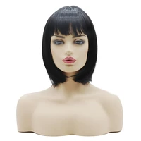 short synthetic black blonde yellow full made machine bob wigs for black women hair replacement wigs with bangs