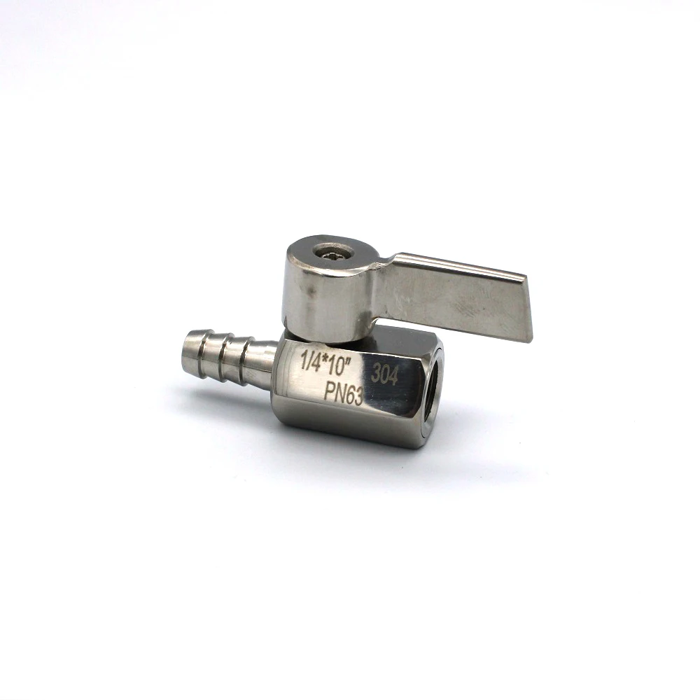 1/" 1/4" 3/" 1/2" BSP x 7/12 мм штуцер для шланга мини санитарно шаровой клапан для домашнего пивоварения пива SUS 304 Нержавеющая сталь с нержавеющей ручками