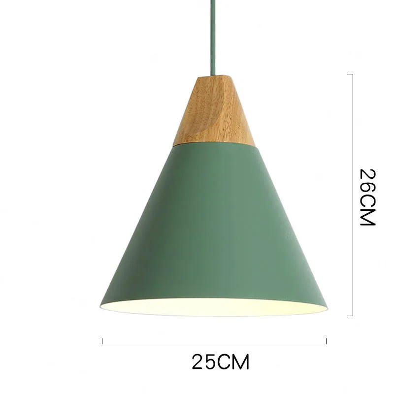25cm Green Современный светодиодный подвесной светильник в скандинавском стиле из дерева, для кафе, ресторана, спальни, кухни, разноцветное украшение для дома, алюминиевый светильник - Цвет корпуса: 25cm Green