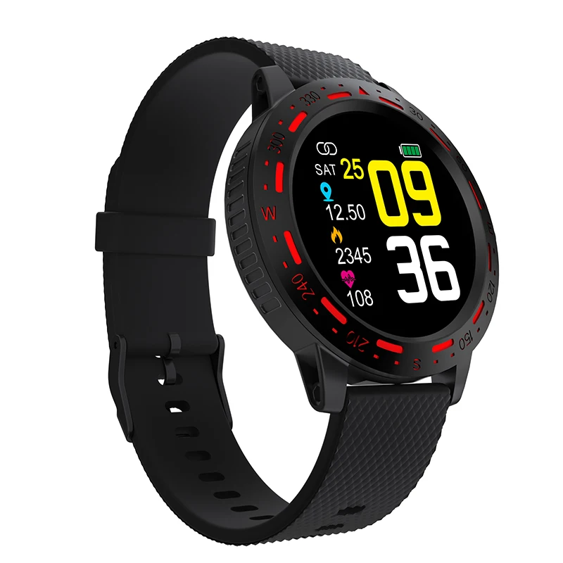 Black Strap-Red Смарт-часы ESEED S18, мужские, IP67, водонепроницаемые, 1,3 дюймов, полный сенсорный экран, долгий режим ожидания, heart rete, спортивные Смарт-часы для samsung, xiaomi - Цвет: Black Strap-Red
