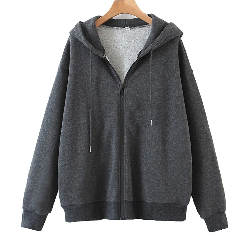 

NIBESSER 2021 Zip Up Sweatshirt Winter Jacket Clothes Oversize Y2k Hoodies Women Plus Size Vintage Solid Long Sleeve Pullovers