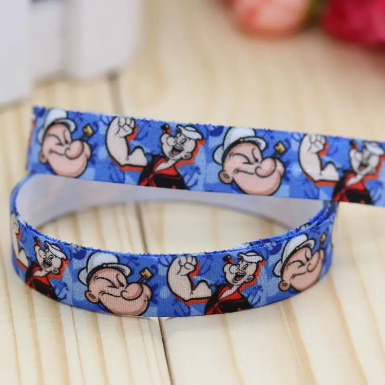 

DHK 5/8'' 5yards Fold Over Elastic FOE cartoon printed headband hair band diy decoration OEM Wholesale E312