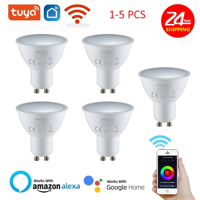 

Tuya WiFi Smart Light LED Bulbs RGB 5W Dimmable GU10 Lamps Smart Life Remote Contro Home Automation Work with Alexa Google Home