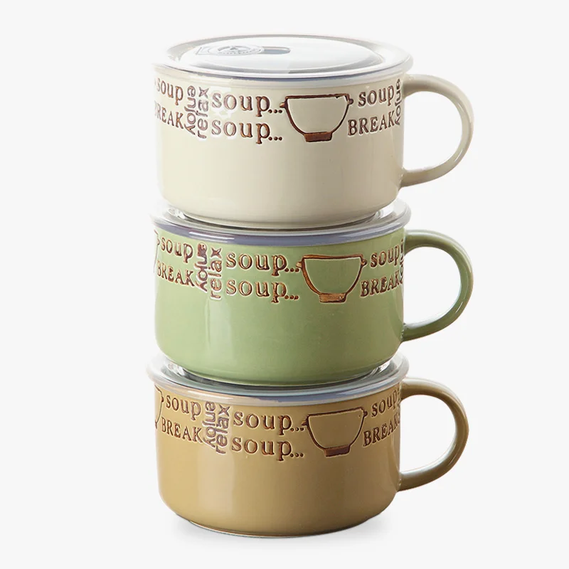 

Керамическая чаша с крышкой, стандартный Ланч-бокс с ручкой, бэнто-бокс, стандартный Ланч-бокс, чаша для мгновенной лапши, хлопьев