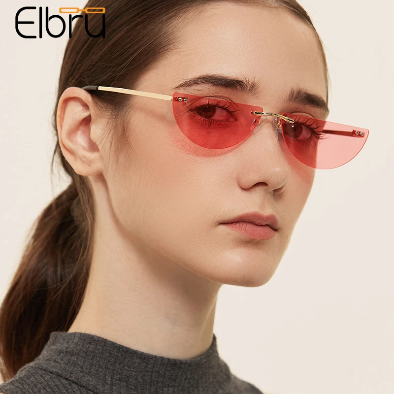 

Солнечные очки Elbru без оправы для мужчин и женщин, удобные солнцезащитные аксессуары в полукруглой оправе, с линзами цвета океана
