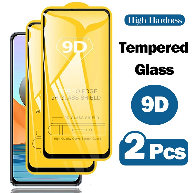 

2Pcs 9D Phone Tempered Glass for Redmi Note 10S 9T 9S 9 10 Pro Max 5G Protective Glass Screen Protectors for Xiaomi Redmi Note10