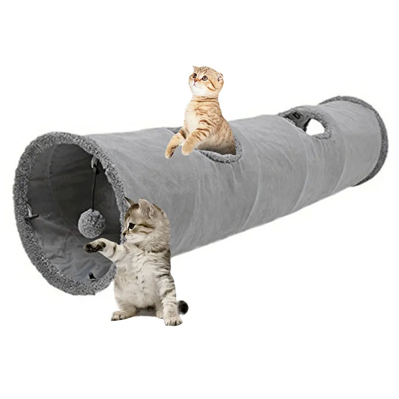 Забавный туннель для кошек складные игровые трубки с 2 отверстиями гофрированные