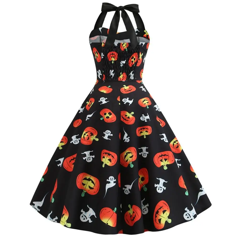 Женское винтажное платье с принтом на бретельках вечернее для Хэллоуина