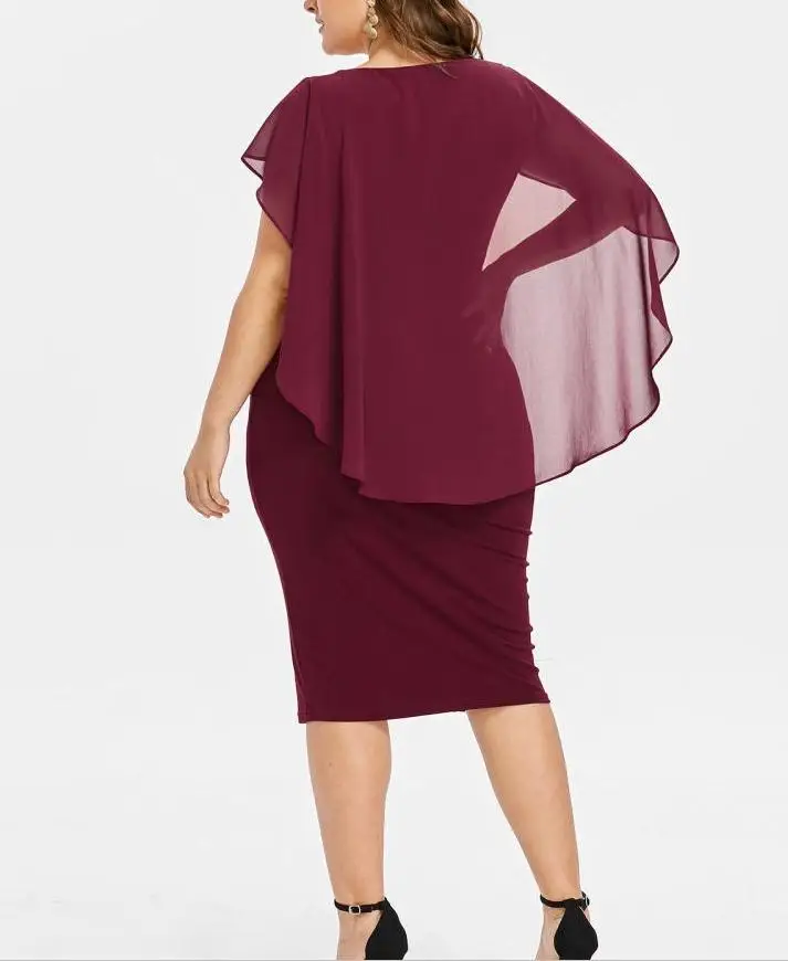 5xl шифоновая блузка пикантные вечерние Ночное платье размера плюс платье на весну и лето, вечернее облегающее платье, большие размеры для женщин, платье для офиса, работы большой vestidos