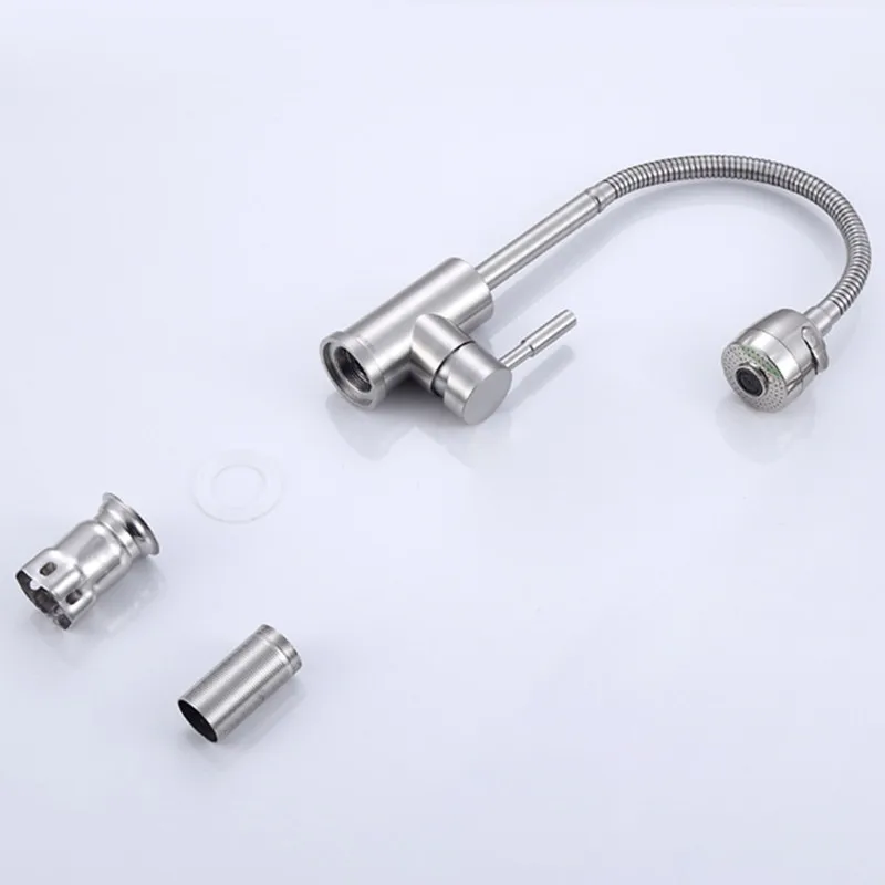 

Kitchen Faucet 360 Degree Rotatable Spout Single Handle Sink Basin Faucet 304 Stainless Steel Mixer Tap Spray Deck Mounted