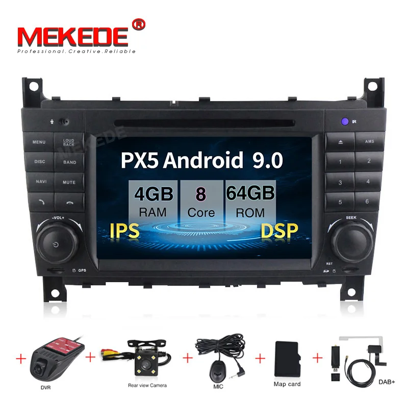 PX5 MEKEDE Android 9,0 Автомобильный gps Автомагнитола для Mercedes benzc-класс CLC W203 CLK W209 2004-2007 C200 C230 C220 C320 C350 - Цвет: PX5