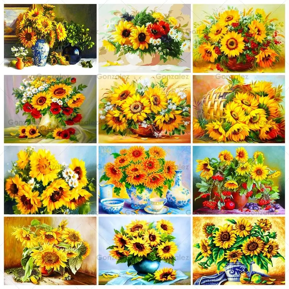 

Diamond Cross Stitch Kits Sunflower Basket Poster Home Decor Crafts Diy Round/square Rhinestone Mosaic Embroidery Handmade Gifts