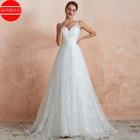 Женское винтажное свадебное платье It's yiiya, белое кружевное платье А-силуэта с V-образным вырезом и бусинами в стиле бохо на лето 2022