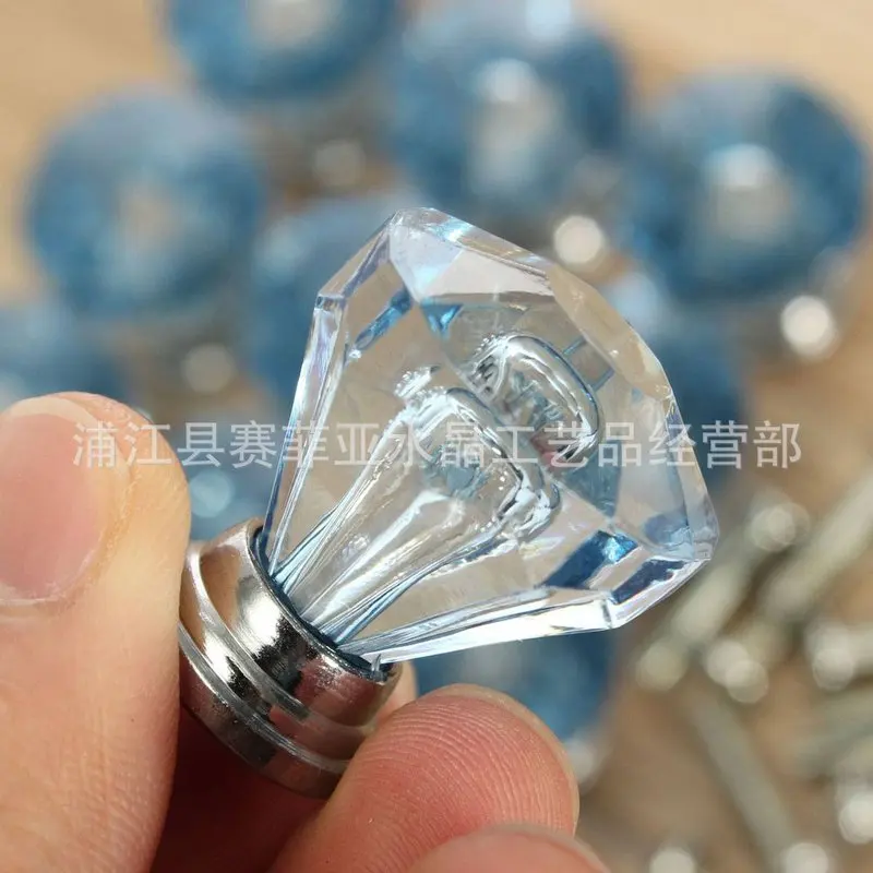 25 / 30mm Diamond Shape Design Glass Knobs Cupboard Drawer Pull Out Kitchen Cabinet Door Door Handle Door Pull Handle