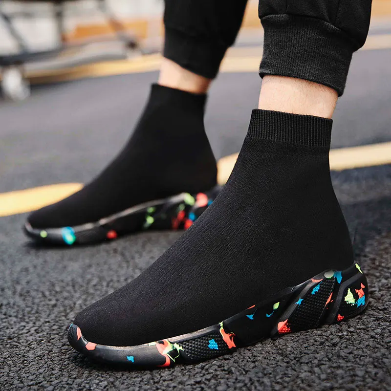 

MWY High Top Socks Sneakers Casual Shoes Ankle Boots For Men Work Shoes Herren Schuhe Comfortable Non Slip Men Boots Plus Size