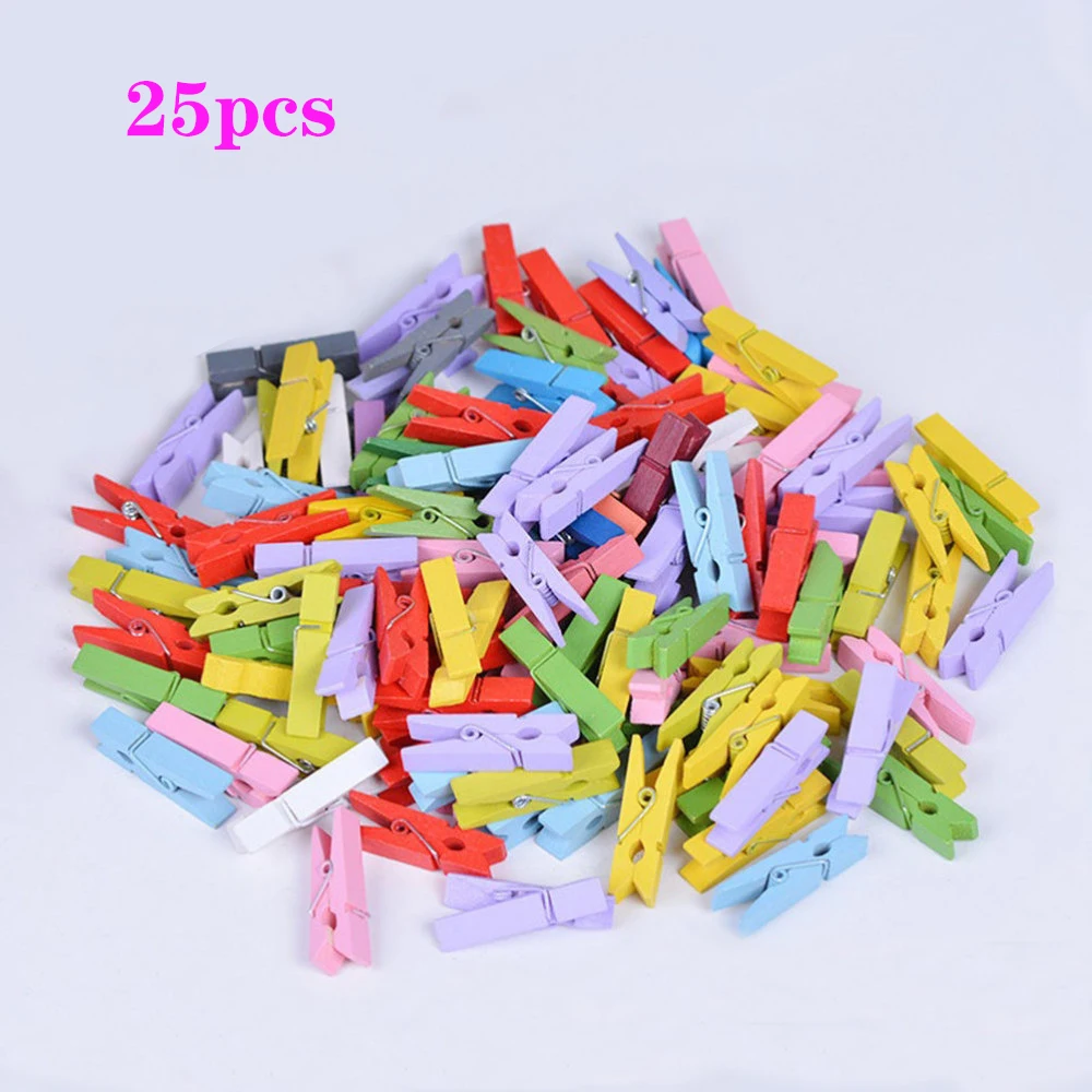 

Mini Heart Love Wooden Clothes Photo Paper Peg Pin Clothespin Craft Postcard Clips Home Wedding Decoration 25 pcs