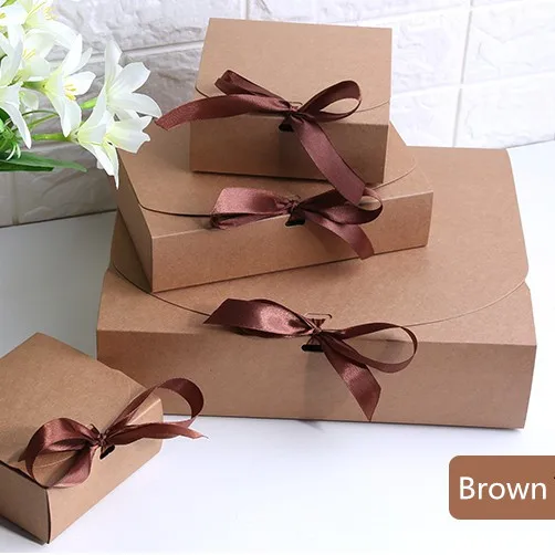 Подарочная коробка из крафт бумаги разных размеров для свадебной вечеринки