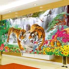 QIANZEHUI, алмазная 5D Вышивка сделай сам, Круглый Алмаз Тигр по гор, полная Стразы 5D алмазная живопись, вышивка крестиком