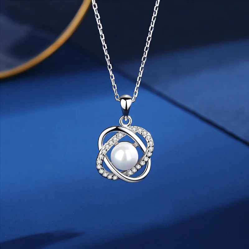 

Four Leaf Clover Pearl 925 Sterling Silver Pendant Necklace Senior Clavicle Chain 2021 New Women Accessories Jewelry