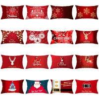 christmas decor red pillowcase polyester cartoon elk santa claus cushion cover sofa bed xmas tree snowflake star pillow covers