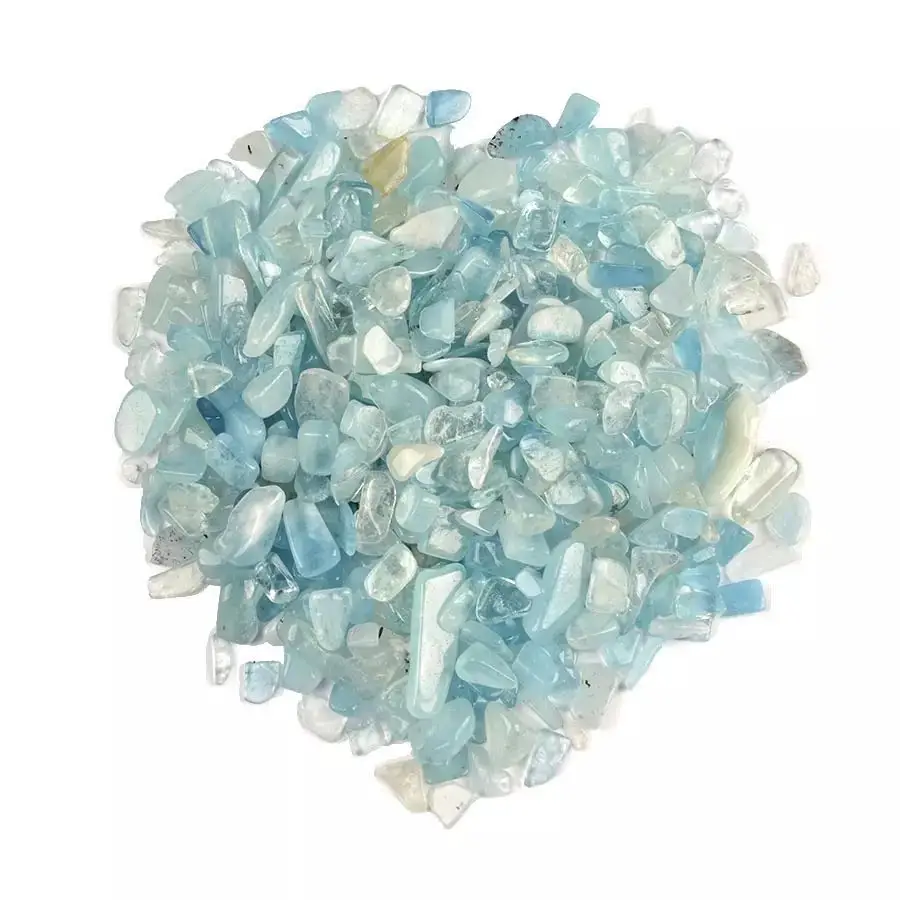 

MOKAGY Natural Blue Aquamarine Crushed Crystal Tumbled Stone Gravel 9mm-12mm