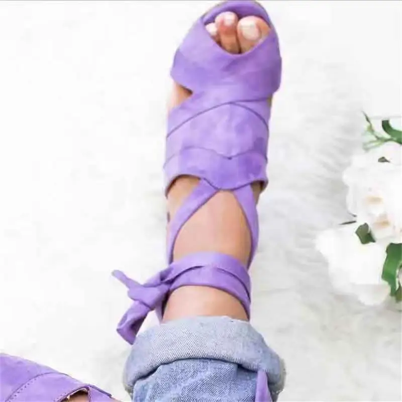 Женские сандалии с открытым носком кожаные модельные в римском стиле на шнуровке