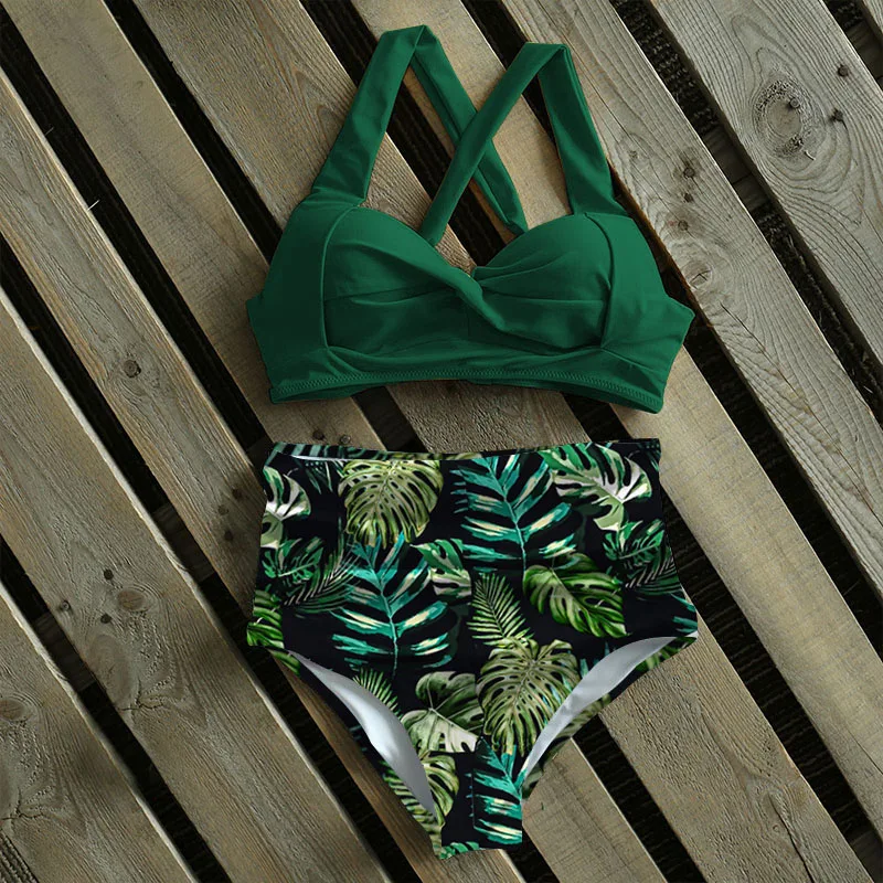 Купальник-бикини женский с высокой талией халтер пикантный купальный костюм