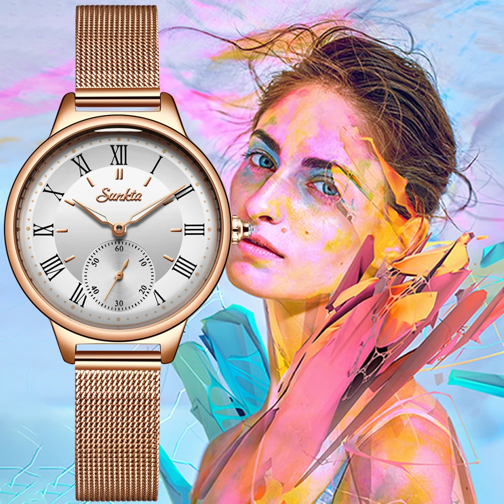 SUNKTA новинка женские часы Топ бренд Роскошные повседневные модные для девушек